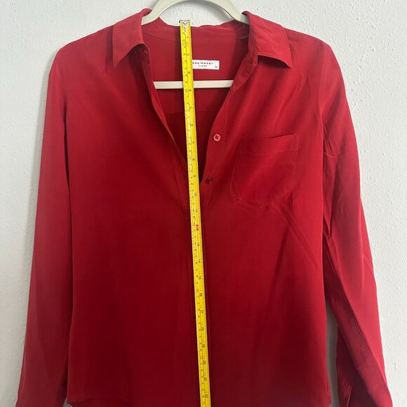 Equipment Femme Women’s Red 100% Silk Blouse Size XS Premium Classic - Picture 9 of 10